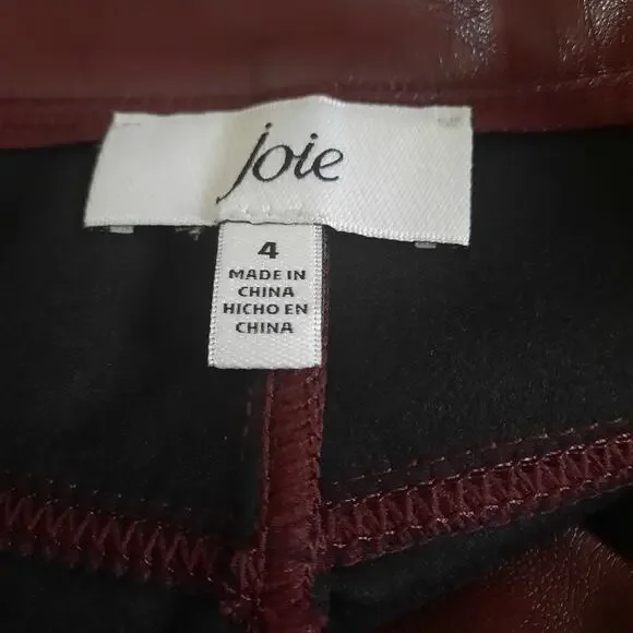 Joie Womens Burgundy Limited Edition Vegan Friendly Straight Leg Pant Size 4 NWT - Picture 4 of 8